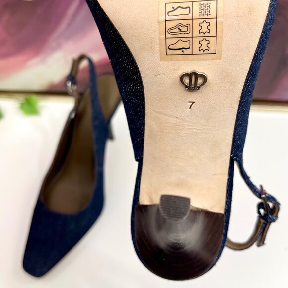 PAIGE Kaela Slingback Square Toe Pump in Denim Size 7 - Picture 9 of 10